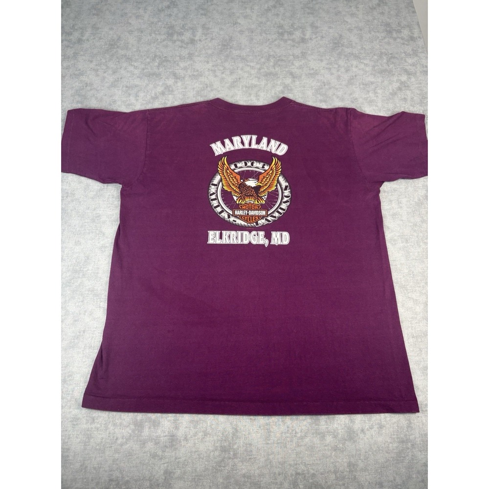 Vintage 1995 Harley Davidson Maryland Elkridge MD T Shirt USA L Single Stitch